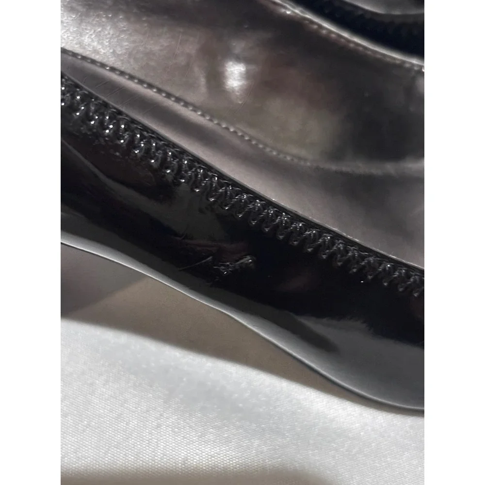 Marc Fisher Black Patent Round Toe Cone Heel Pumps Women 10M minimalist comfort